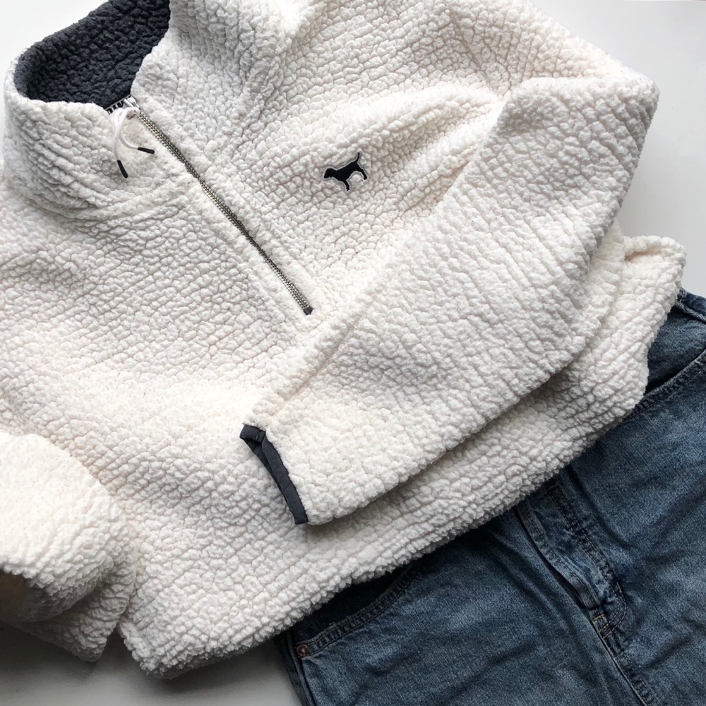 Pink size small Sherpa half zip pullover